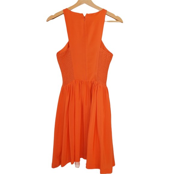 NWT Amanda Uprichard Orange Peach Elle Mini Silk Dress Sleeveless Size M - Picture 2 of 6
